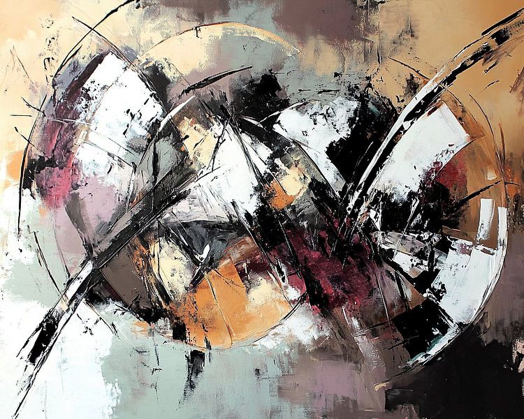 Abstract | Symphony in Monochrome Splashes van Abstract Schilderij