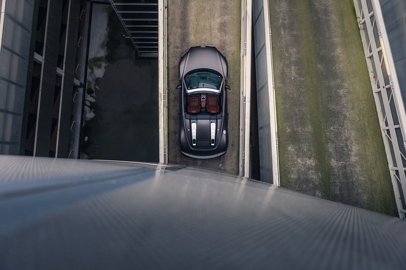 Audi R8 V10 in a Stylish Parking Garage with Soft Lighting by Sebastiaan van 't Hoog