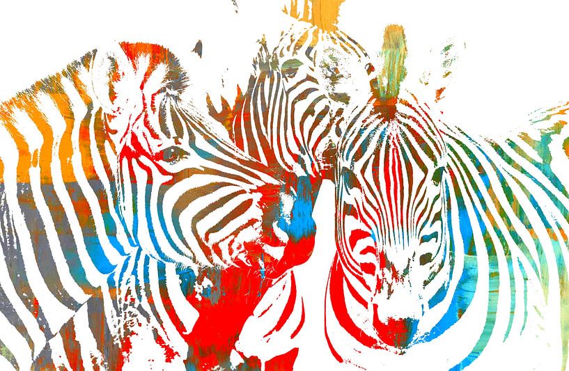 a group of zebras colorful illustration by Werner Lehmann