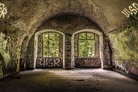 Verlassene Burg mit Doppelfenster