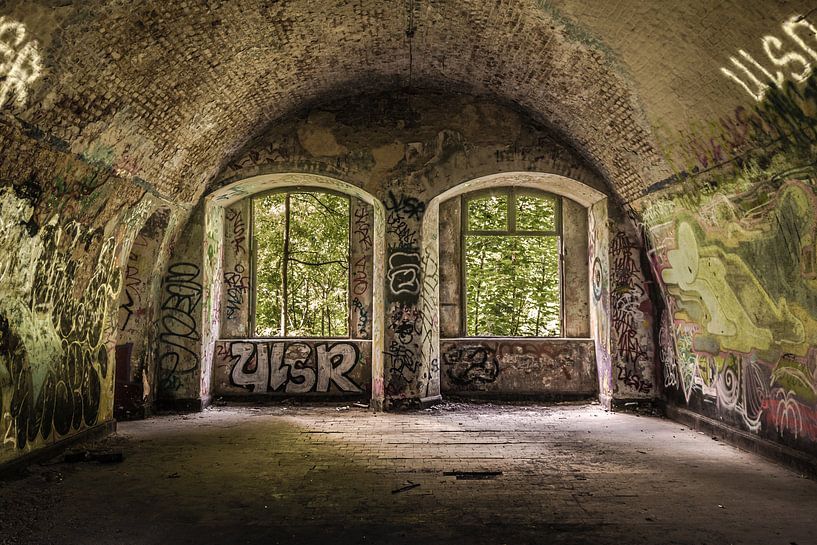 Verlassene Burg mit Doppelfenster von Samantha Schoenmakers