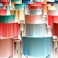 Pastel coloured chairs in the Kunsthal