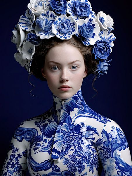 Lady in delft blue by Bert Nijholt