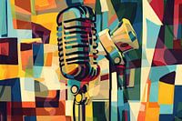 Microphone abstrait aux couleurs vives