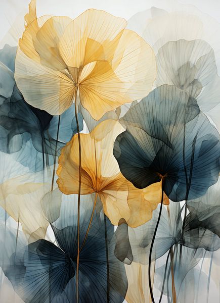 Floral motif of black and yellow flowers by Dunto Venaar