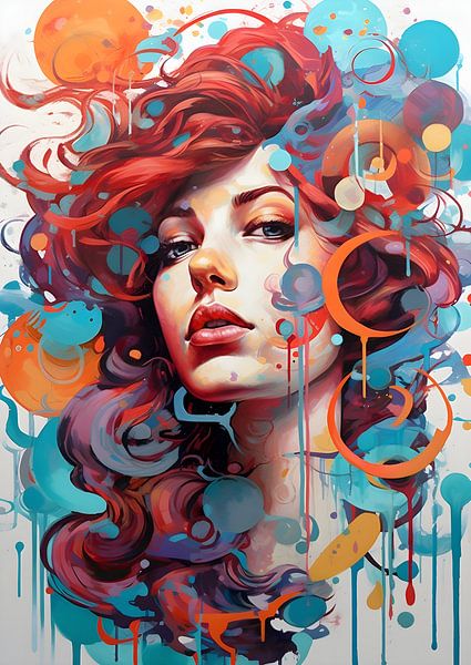 Woman, profile, perfect face, geometry, bright colours by Jan Bechtum