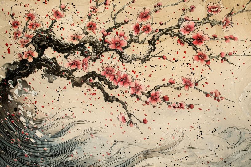 Kirschblüten Hokusai von Poster Art Shop