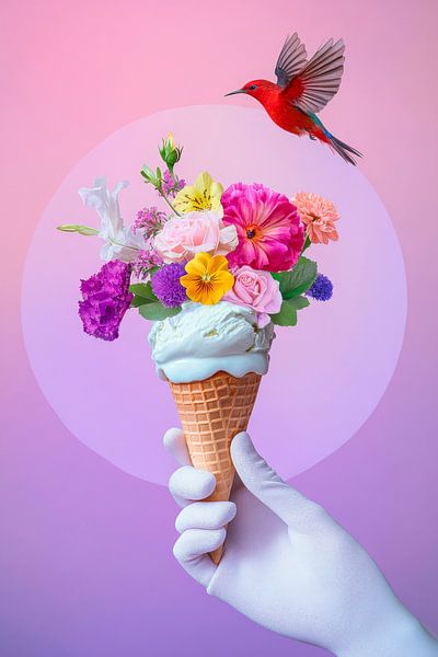 Blütenzauber im Eisbecher von Poster Art Shop