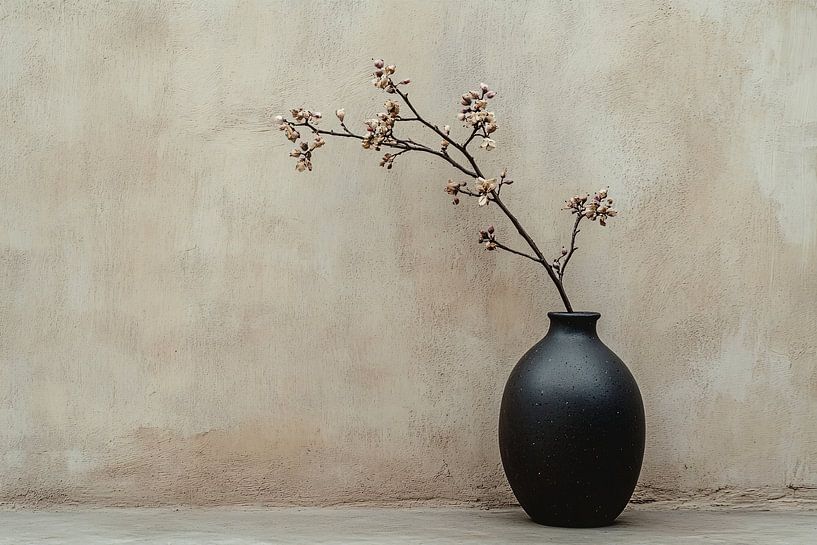 Black vase with branches by Imperial Art House