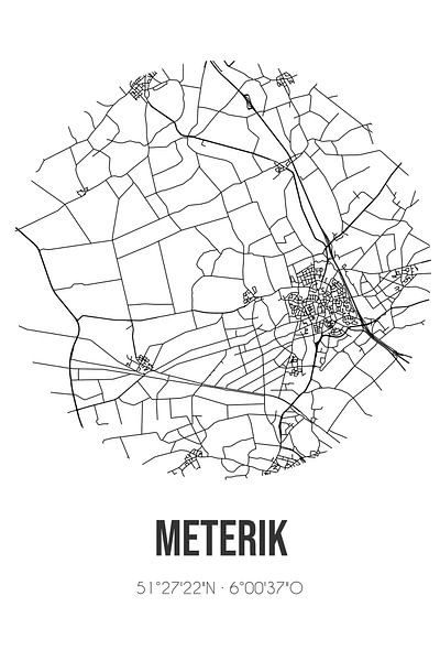 Meterik (Limburg) | Map | Black and white by Prints of Place