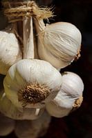 Close up of garlic string