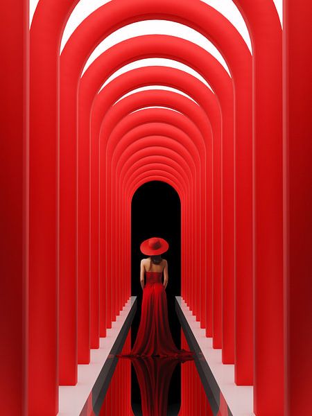Dame in Rot von Marco Kampstra