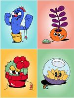 Cartoon Plants with Faces and Expressions