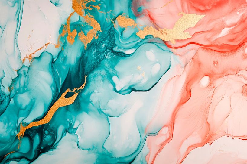 Peinture acrylique colorée avec des accents dorés par Poster Art Shop