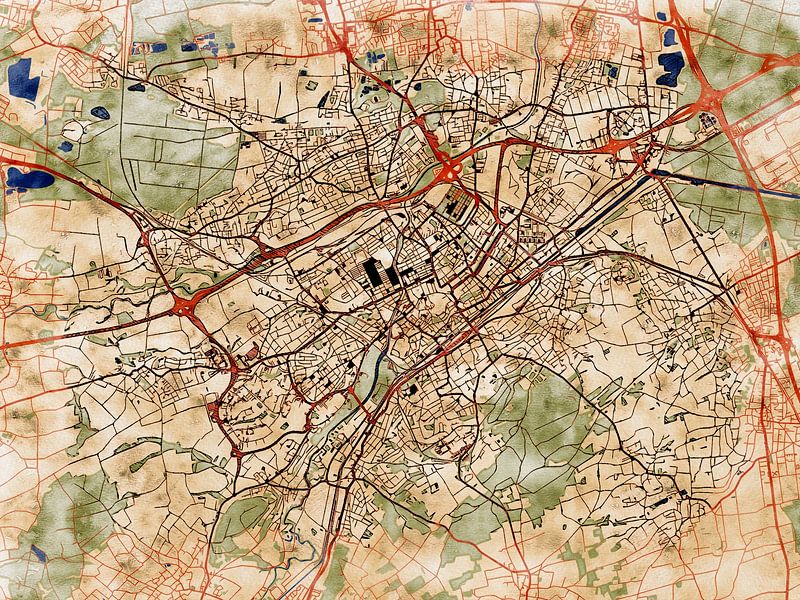 Carte de Mulhouse avec le style 'Serene Summer' par Maporia