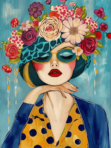 Colourful portrait "Fashionista" by Carla Van Iersel