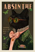 Chic Absinthe Cat Alcohol & ; Cocktail Bar Art