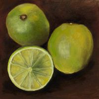 trois citrons verts, peinture à l'huile