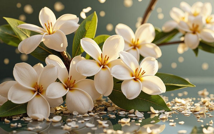 Plumeria Flowers with Fallen Petals by Markus Gann