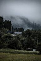 Low-hanging clouds in the mountains in Norway