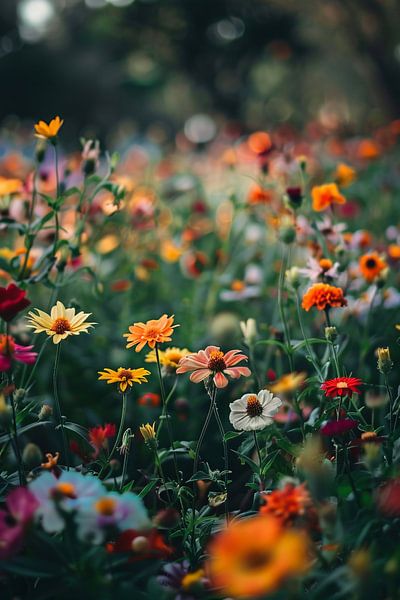 Champ de fleurs coloré sous le soleil d'été par Imperial Art House