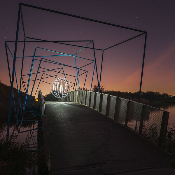 Light painting on the Balijbrug in the balijbos of Zoetermeer by Jolanda Aalbers