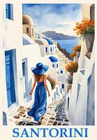 Travel Poster Santorin, Griechenland