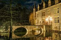 Photo de nuit du château de Terborgh et de son pont dans le sud du Limbourg