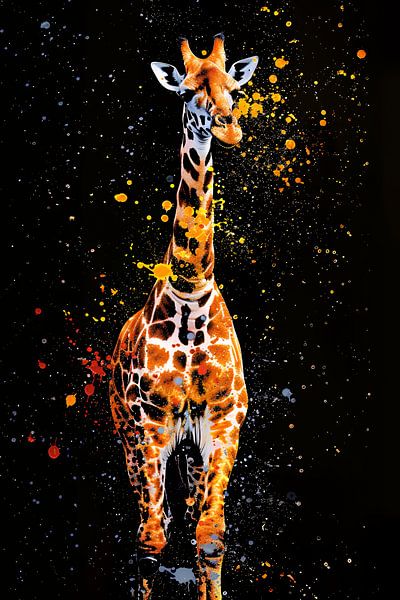 Giraffe Art on black background by MNS Designs