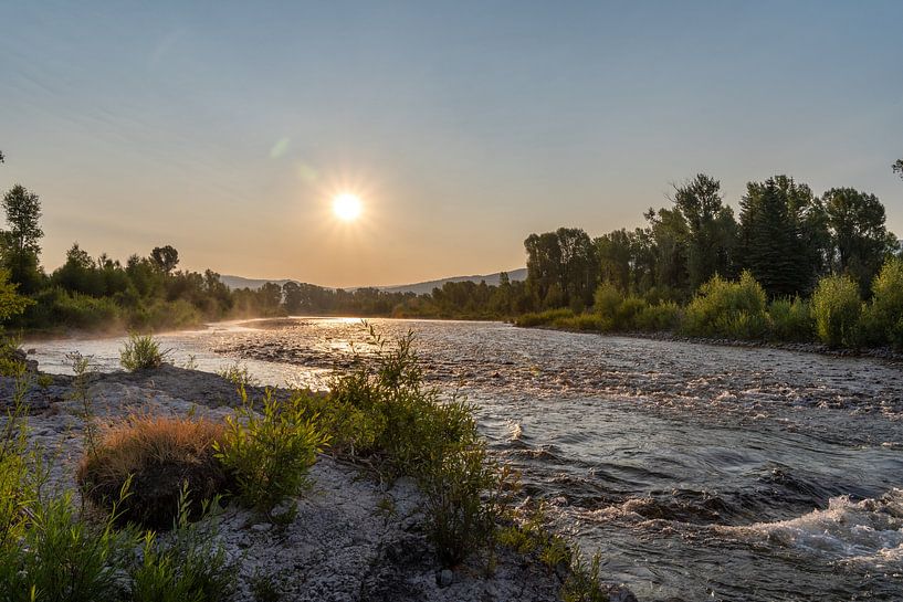 Parc national de Grand Teton, États-Unis, lever de soleil sur la rivière Gros Ventre par Jeroen van Deel