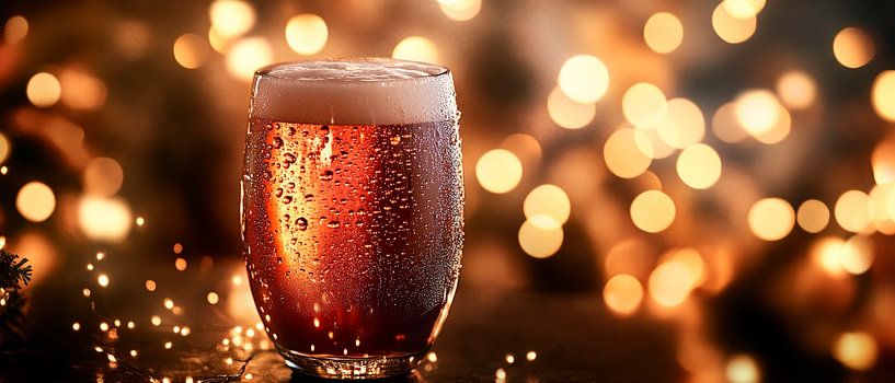 Glass with brewed beverage and lights by Poster Art Shop