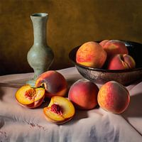 Peaches and vase in harmony