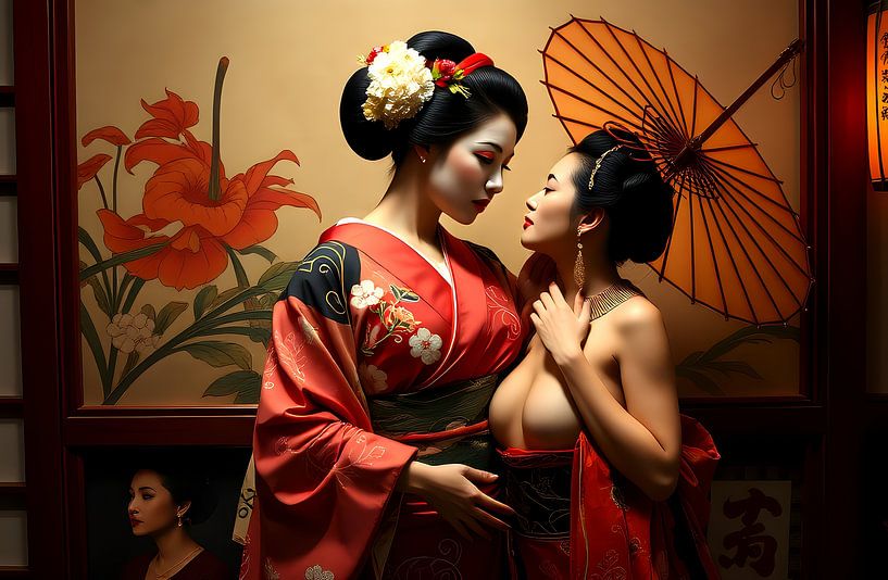 Japanische Kunst Geisha Liebe von Egon Zitter