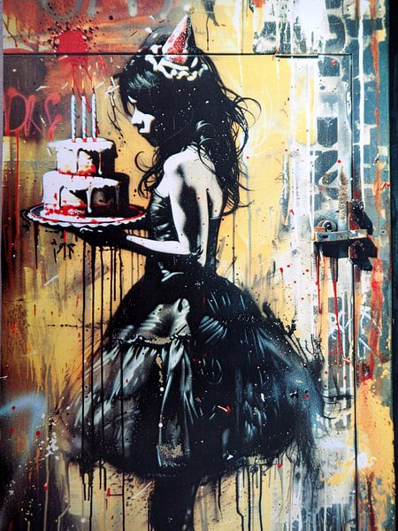 Conteneur jeune femme avec gâteau Streetart par gm_designs