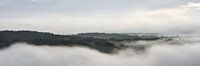Panoramic views in the early morning over the hills