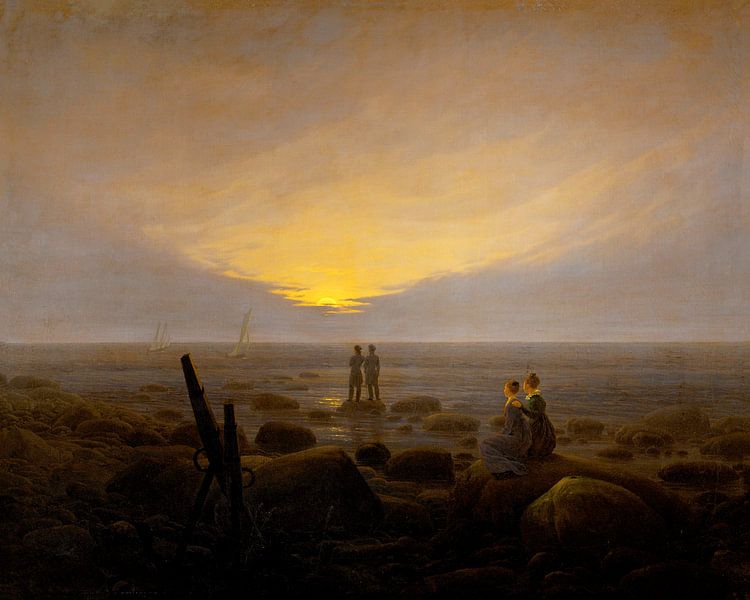 Caspar David Friedrich - Mondaufgang über dem Meer von 1000 Schilderijen