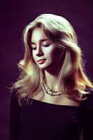 Girl in dark studio setting