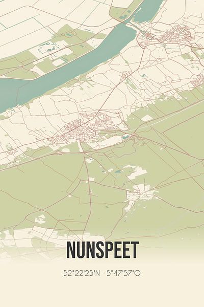 Vieille carte de Nunspeet (Gelderland) par Affiches de lieux
