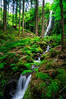 Burgbach waterfall with stream