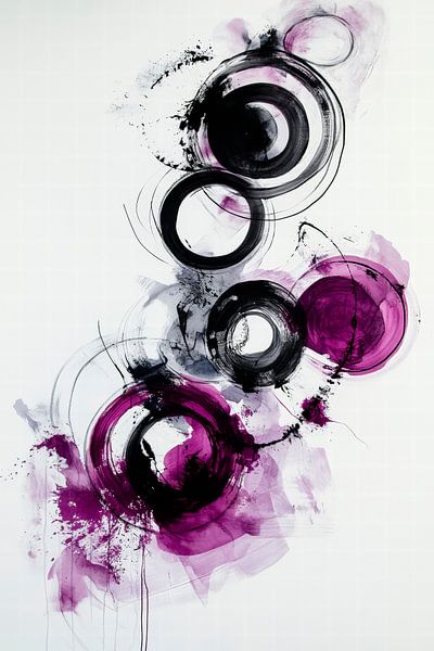Cercles abstraits en violet et noir par Poster Art Shop