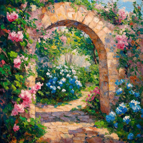 Blühender Gartenbogen von Poster Art Shop