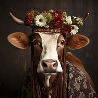 Geschmückte braune Schwarzwald-Kuh