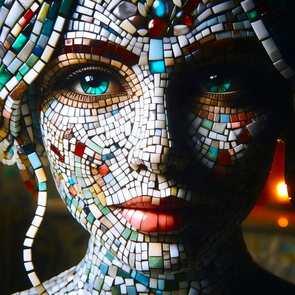 Mosaic muse: A portrait made of tiles by A.D. Digital ART