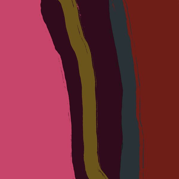 Warm kleurrijk minimalistisch abstract schilderij in retro stijl I van Dina Dankers