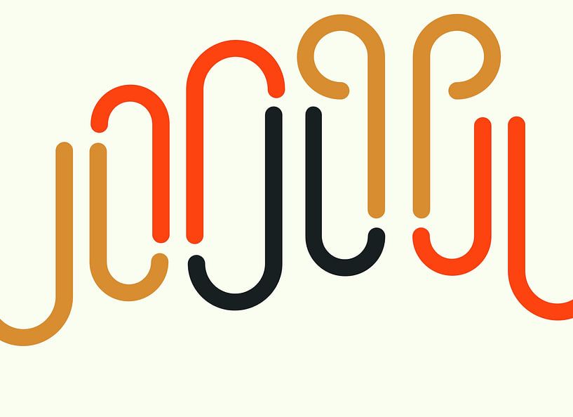 Nordische Retro Geometrie Ocker Beige von Mad Dog Art