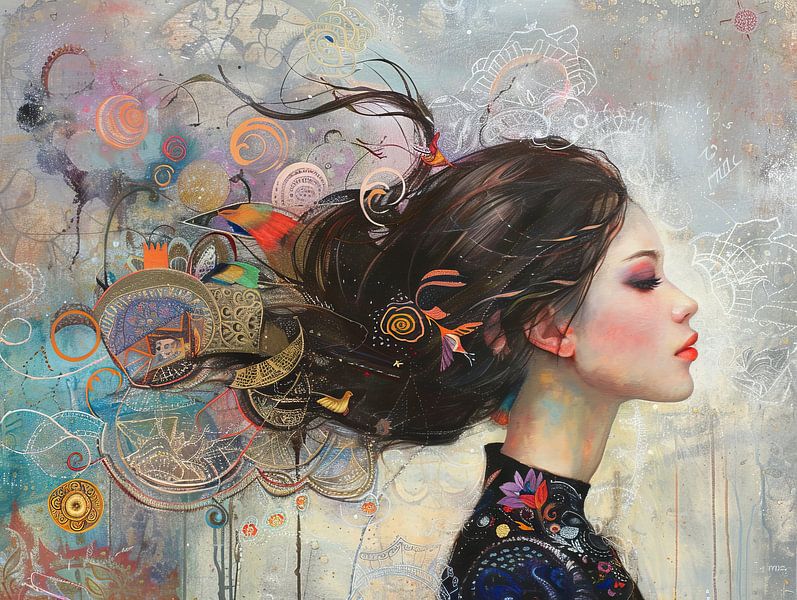 Blick der Frauen | Zeitloser Naturtanz von Abstraktes Gemälde