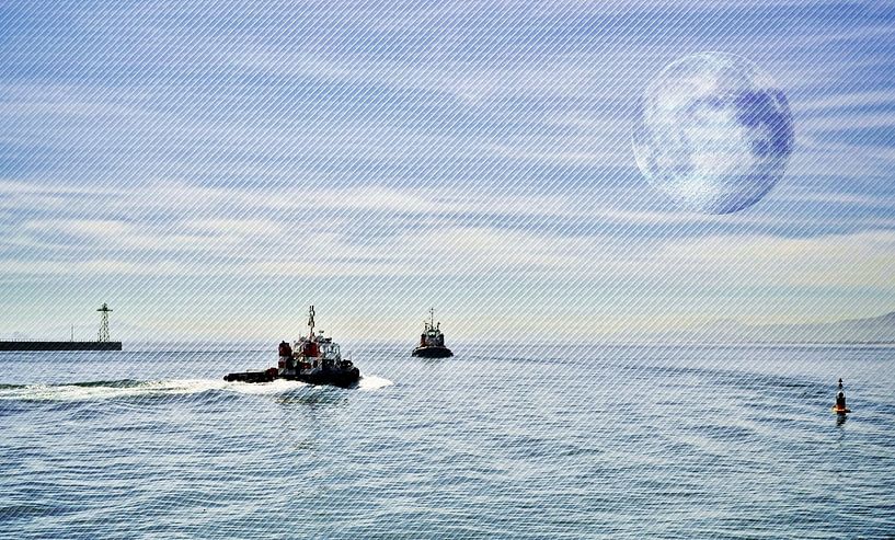 Schlepper auf dem Weg aus dem Hafen von Werner Lehmann