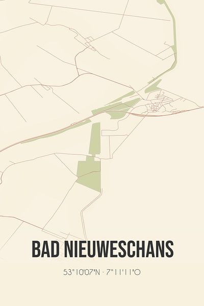 Alte Karte von Bad Nieuweschans (Groningen) von Ortsdrucke