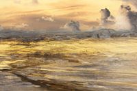 Landschaft mit grauen Wolken