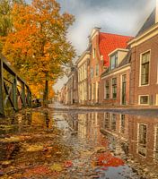 Herbstteich in Bolsward mit Herbstfarben